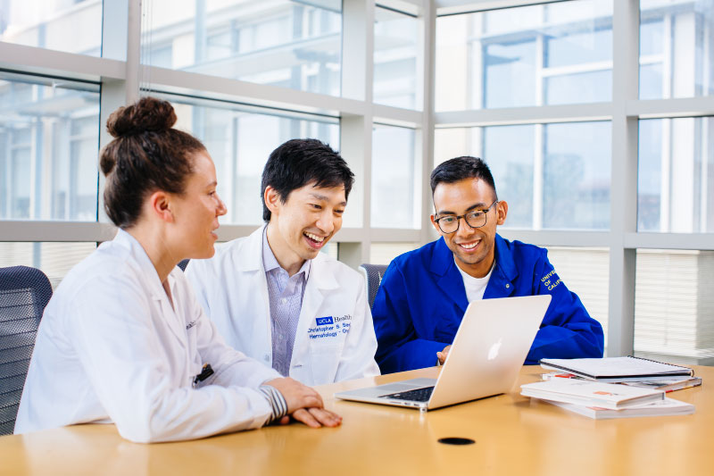 Young scientists working together